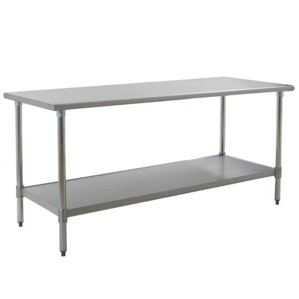 A stainless steel Eagle Group work table with undershelf.