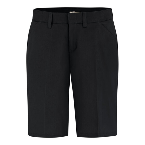 Dickies FR22 Women's Black Flat-Front Shorts with Stain Release - Size 6