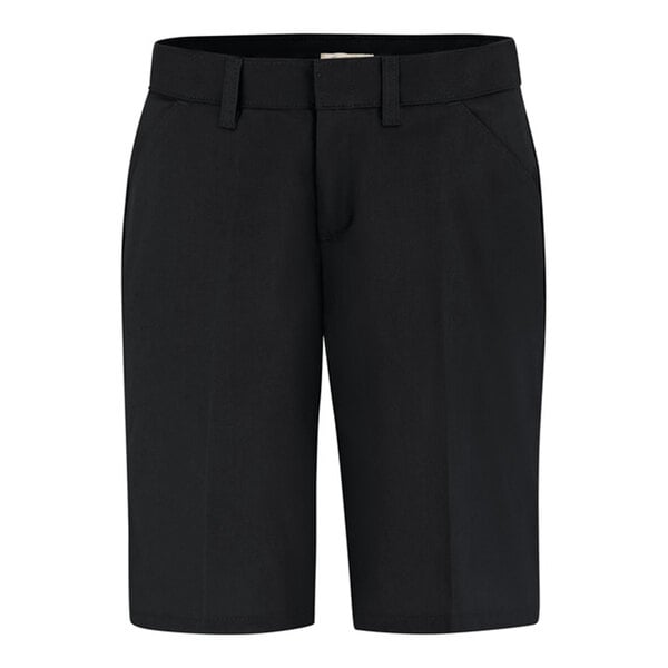 Dickies FR22 Women's Black Flat-Front Shorts with Stain Release - Size 10