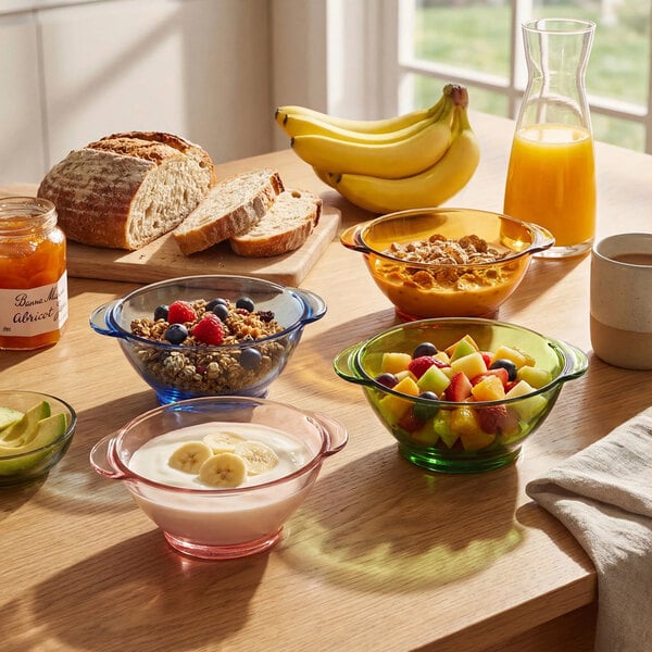 Duralex Lys 17.1 oz. Marine Stackable Glass Bowl with Handles - 36/Case