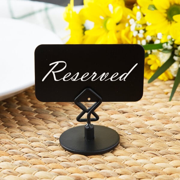 TableCraft 2" Black Metal Menu / Card Holder - 12/Case