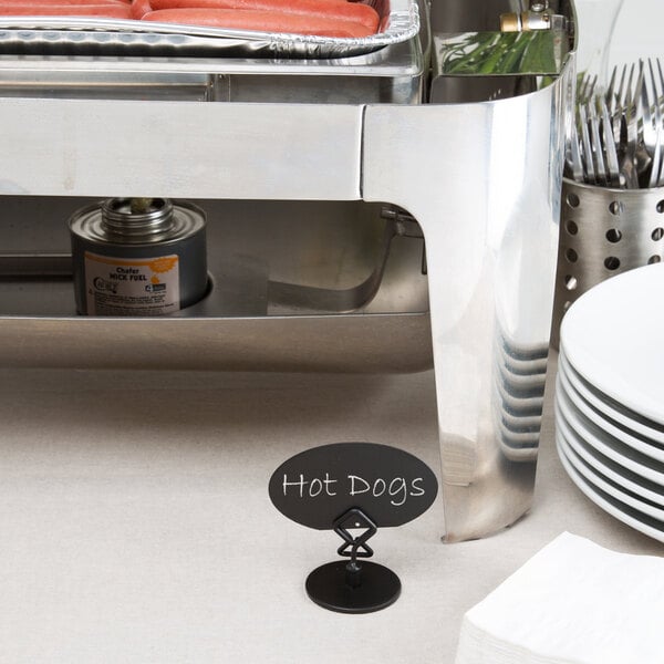 TableCraft 2" Black Metal Menu / Card Holder - 12/Case