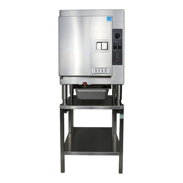 Born 1SCEMCS SteamCub Electric Countertop Boilerless Steamer, Rethermalizer, & Holding Cabinet with Stand - 240V, 1-Phase