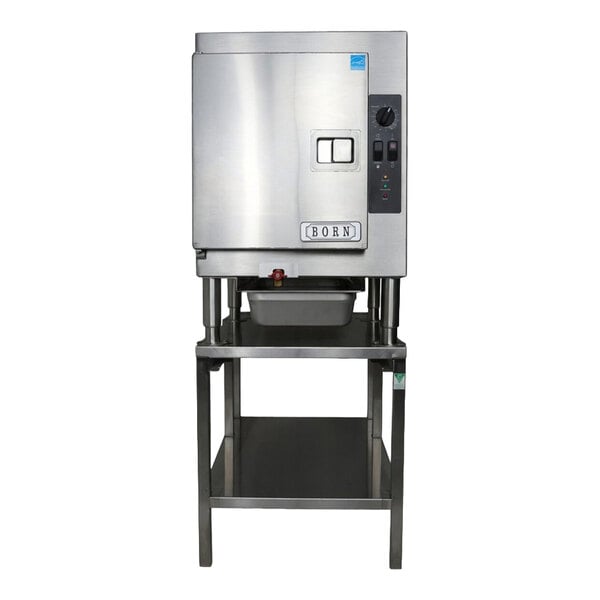 Born 1SCEMCS SteamCub Electric Countertop Boilerless Steamer, Rethermalizer, & Holding Cabinet with Stand - 440/480V, 1-Phase
