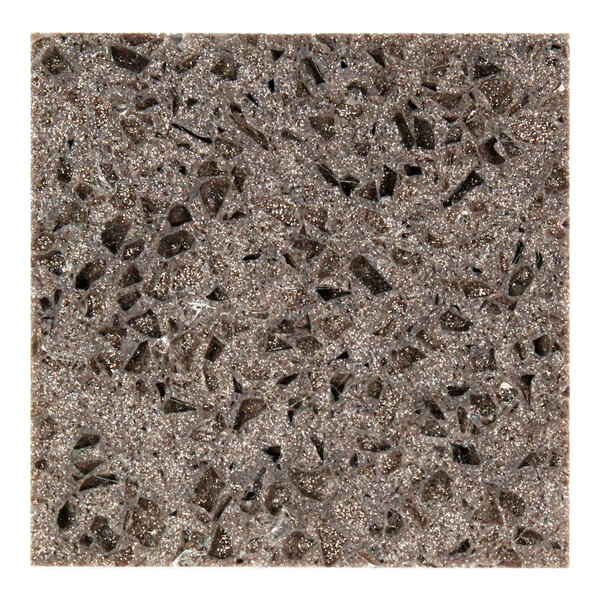 A close-up view of a speckled, gray and brown stone-like surface with a textured, crystalline pattern.
