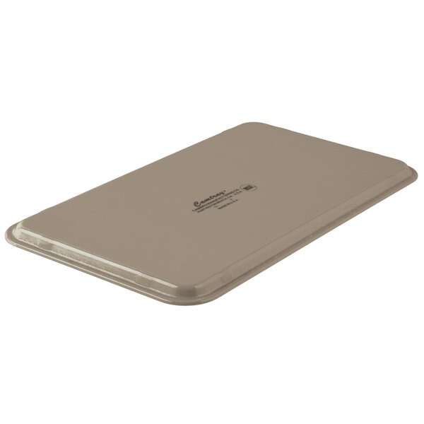 A rectangular desert tan Cambro tray.