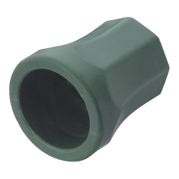 A green, hexagonal, rubber-like bumper with an open cylindrical end.