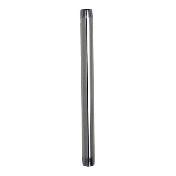 A straight, metallic cylindrical rod with threaded ends, likely intended for plumbing or fixture attachment.