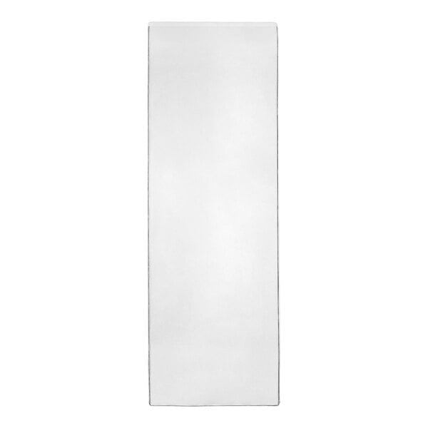 A rectangular, clear, vertically oriented panel with a subtle border, likely made of a plastic or vinyl-like material.