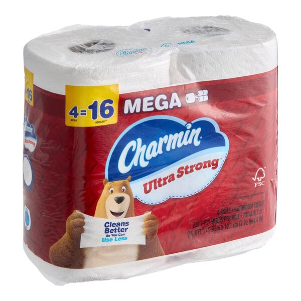 Charmin Ultra Strong 4" x 4" 2-Ply 220-Sheet Toilet Paper Mega Roll - 16/Pack