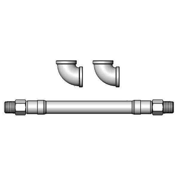 A T&S Safe-T-Link gas connector hose with 90 degree elbows on each end.