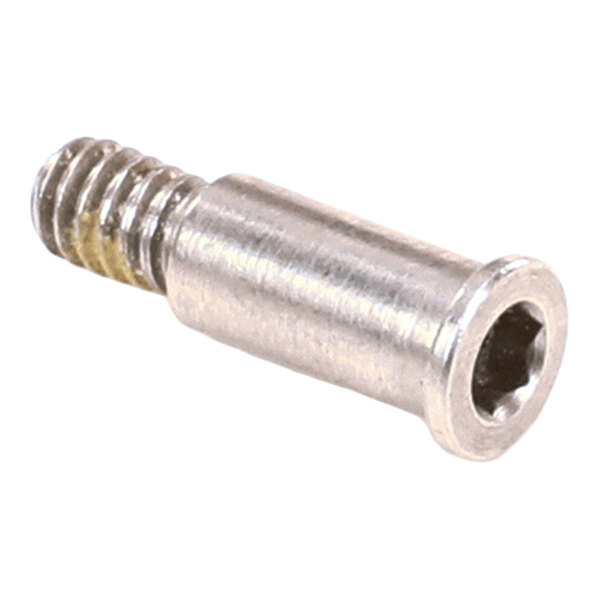 A metal pin with a threaded end and a hexagonal socket head.