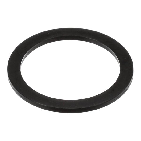 A black, flat, circular rubber-like gasket with a central hole, shown against a white background.