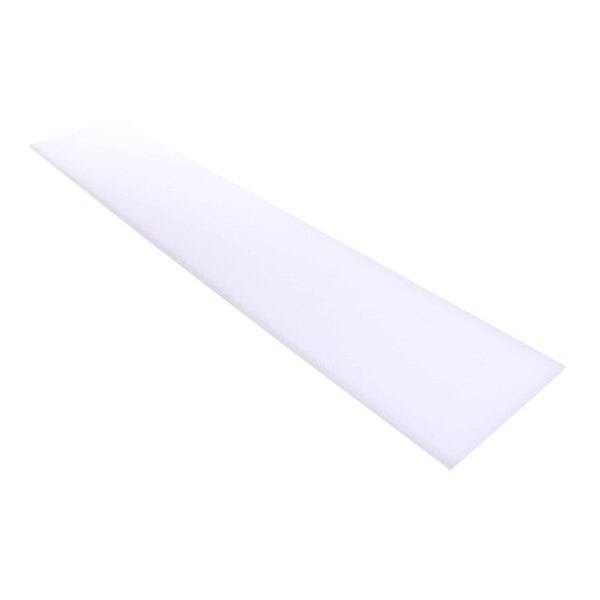 A rectangular, white, flat board with smooth edges, viewed at an angle against a white background.