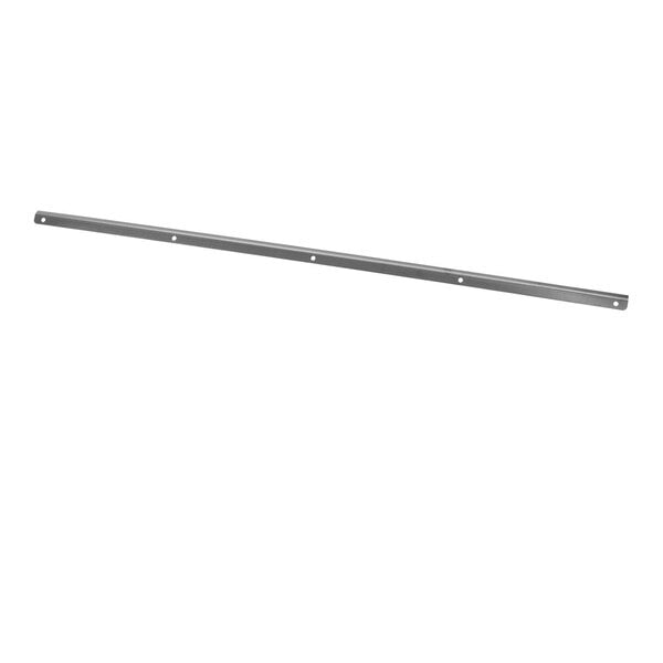 A long, narrow metal bracket with evenly spaced holes along its length, likely used for mounting or guiding purposes.