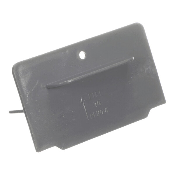 A rectangular gray plastic plate with a small hole near the top and a raised horizontal ridge in the center.