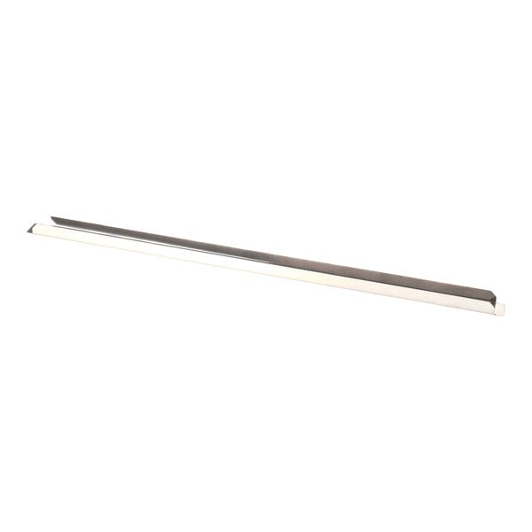 A long, narrow, metallic bar with a slight upward edge, photographed against a white background.