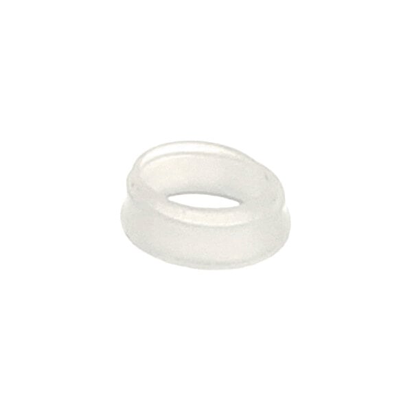 A translucent, circular plastic washer with a central hole, shown against a white background.