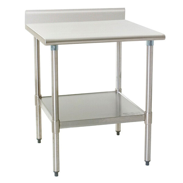 A stainless steel Eagle Group work table with a galvanized undershelf.