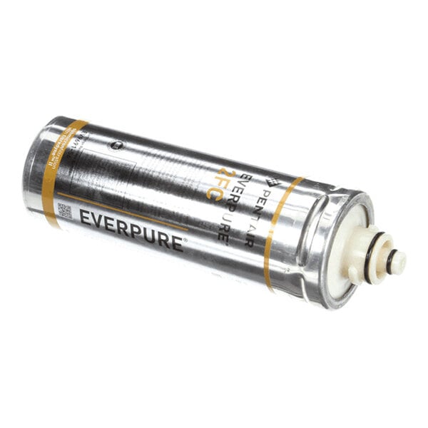 A cylindrical metallic cartridge with a white plastic connector on one end and the word 'EVERPURE' printed on the side.
