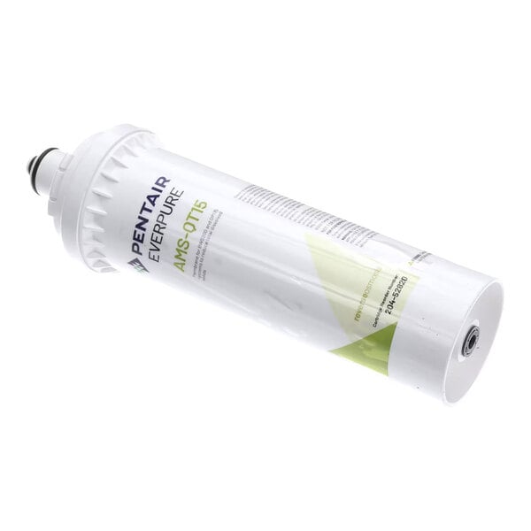 A cylindrical white cartridge with a label that reads 'PENTAIR EVERPURE AMS-QT15' and features a threaded connector on one end.