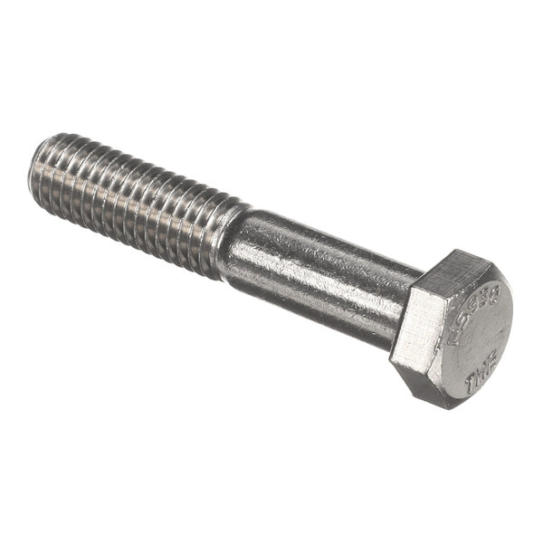 A metal hex bolt with a partially threaded shaft and a hexagonal head.