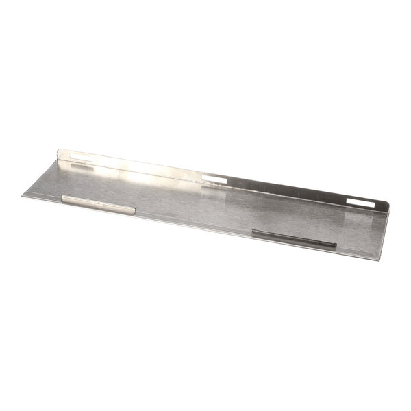 A rectangular metal panel with a raised edge and several slots, likely used as a cover or protective plate.