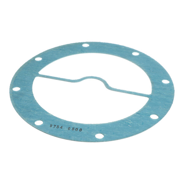 A flat, circular blue gasket with a central cutout, several evenly spaced holes around the perimeter, and a printed number on the surface.