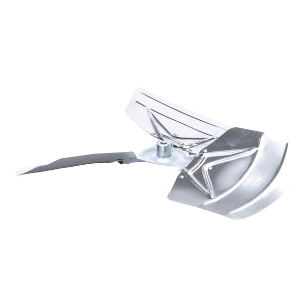 A three-blade aluminum fan with a central mounting hub and angled blades.