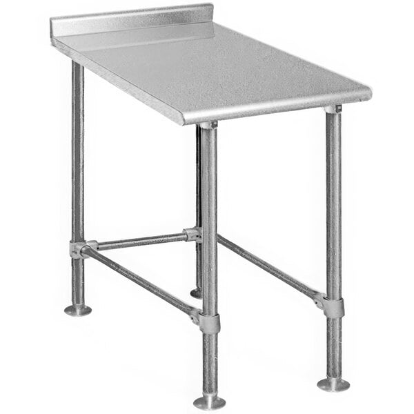 A stainless steel Eagle Group filler table with legs.