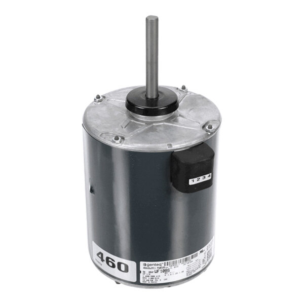 A cylindrical electric motor with a central shaft extending vertically from the top and a label marked '460' on the side.