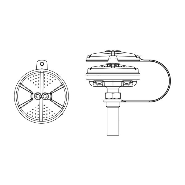 A drawing of a T&S eye and face wash head.