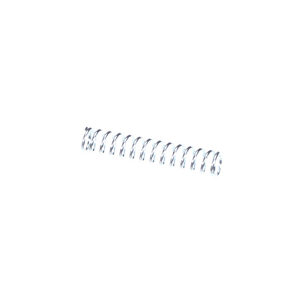 A small, coiled metal spring is shown against a white background.