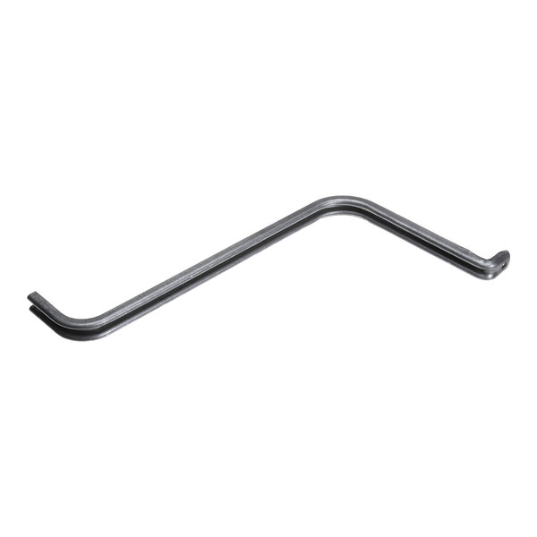 A metal rod bent at several angles, forming a bracket-like shape with hooked ends.