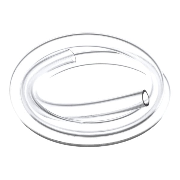 A coiled, transparent flexible tube with a hollow interior, shown against a white background.