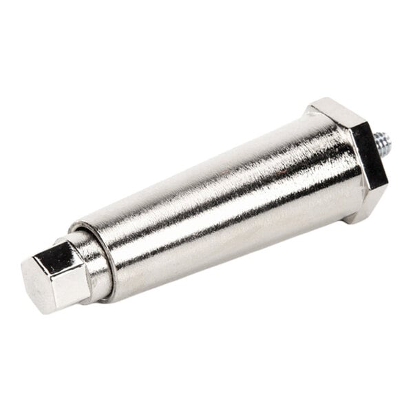 A metallic, conical-shaped leg with hexagonal ends and a threaded bolt on one side.