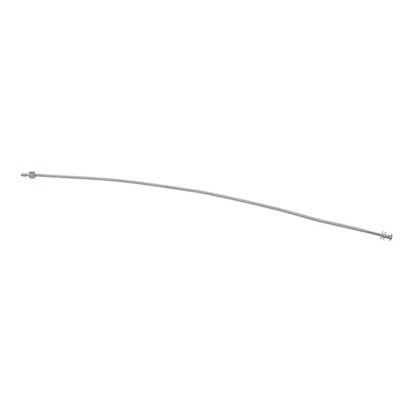 A long, thin metallic tube with fittings on both ends, displayed against a white background.