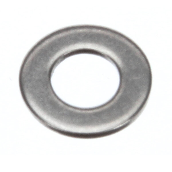 A round, flat metallic washer with a central hole, viewed from above.