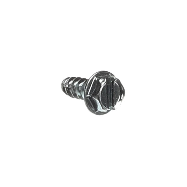 A single metal screw with a hex washer head and a slotted drive, shown against a white background.