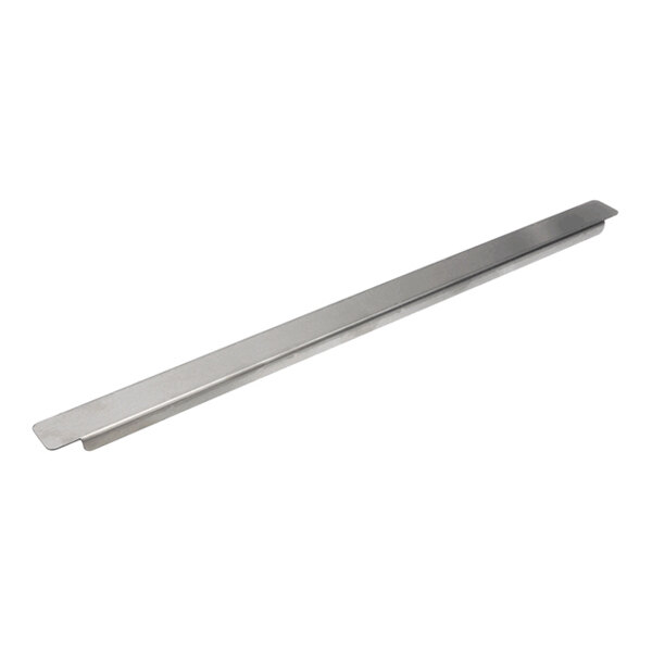 A long, narrow, metallic bar with slightly bent ends, photographed on a white background.
