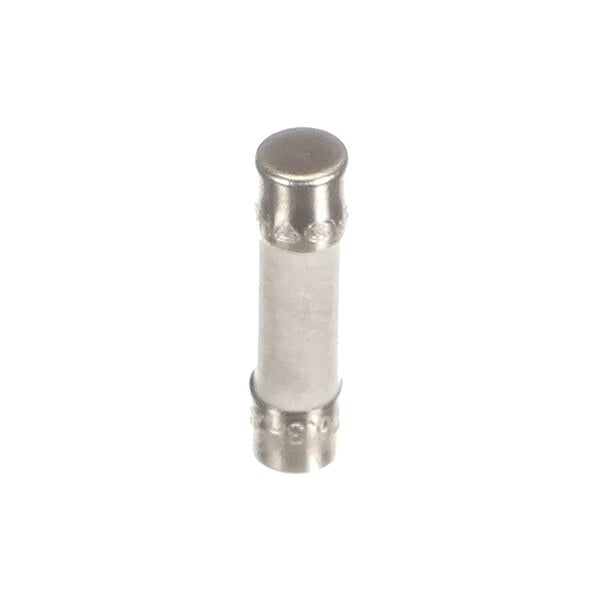 A small cylindrical metallic component with flat ends, likely an electrical fuse.