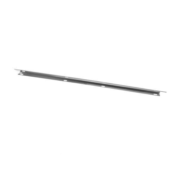 A long, narrow metal strip with several evenly spaced holes along its length.