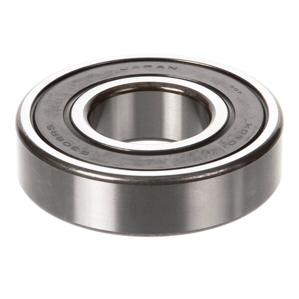 A metal circular bearing with an inner and outer ring, featuring a smooth, polished surface.