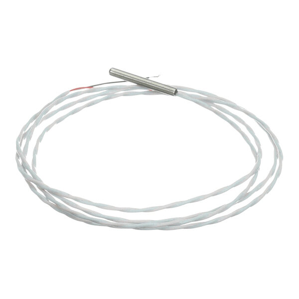 A coiled white wire with a cylindrical metallic sensor at one end.
