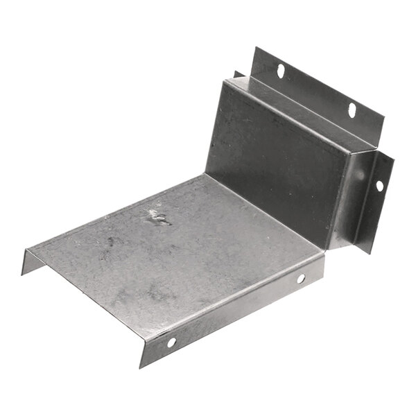 A metal bracket with multiple bends and pre-drilled holes, likely used for mounting or structural support.
