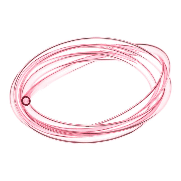 A coiled length of translucent red tubing with a hollow center, shown against a white background.