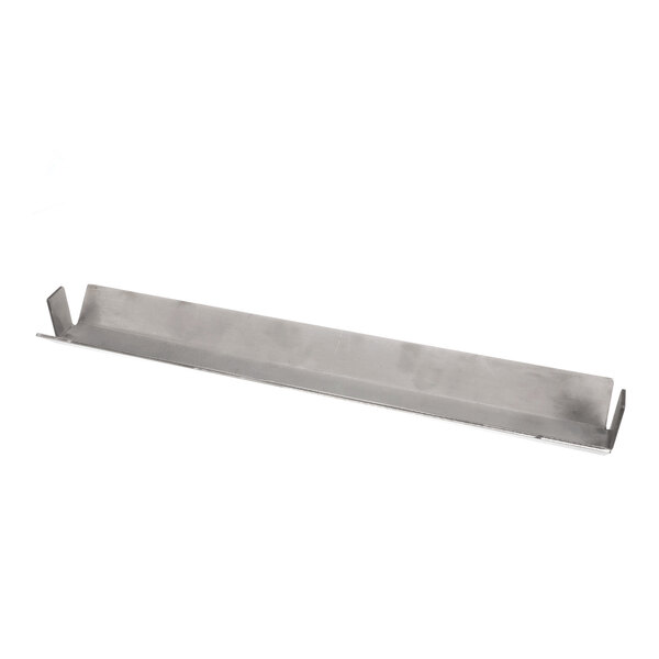 A long, rectangular metal piece with upturned ends, likely a component for a larger assembly.