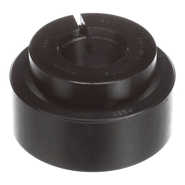 A black, cylindrical mechanical component with a central hole and a slot, likely a bearing or bushing.