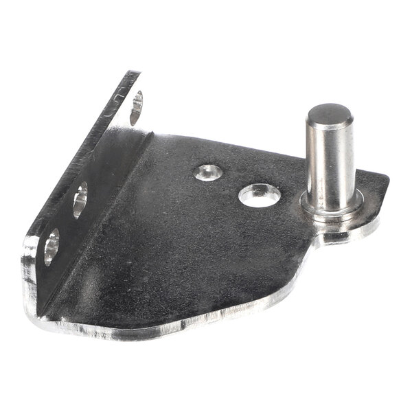 A metal hinge bracket with a cylindrical pin and multiple mounting holes, designed for installation on a flat surface.