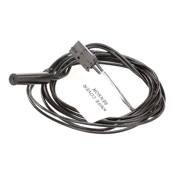 A coiled black cable with a cylindrical sensor on one end and a connector on the other, labeled 'KNIFE COVER SENSOR.'